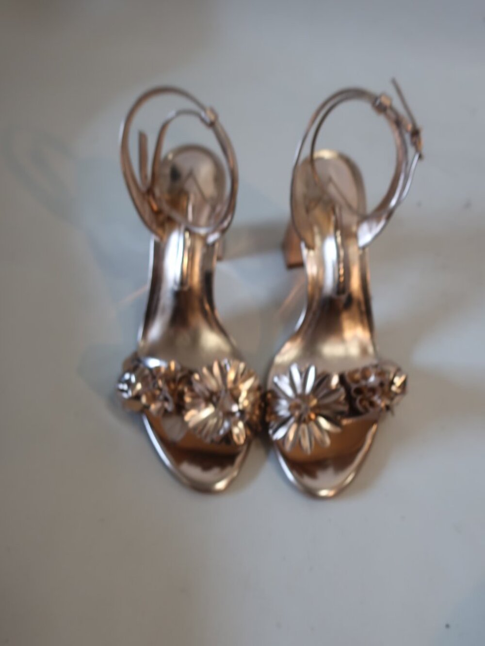 Sophia Webster Rose Gold Floral Ankle-Strap Block Heel Sandals - Picture 10 of 14